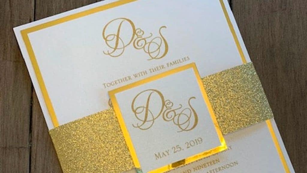 White and Gold Foil Wedding Invitations