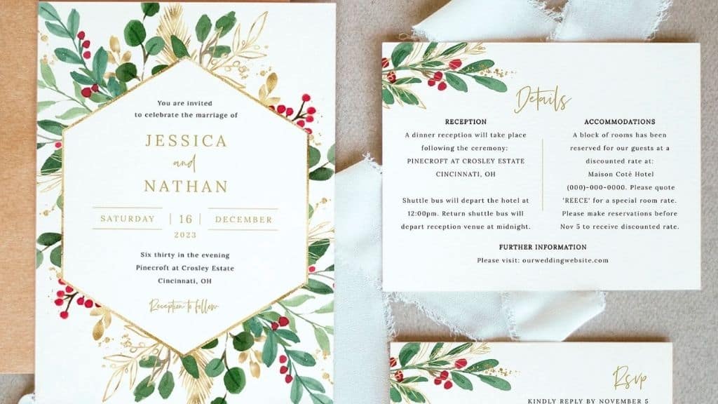 Winter Berry Wedding Invitation Set