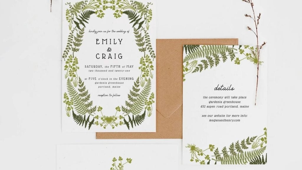 Woodland Ferns Invitation by Prints of Love
