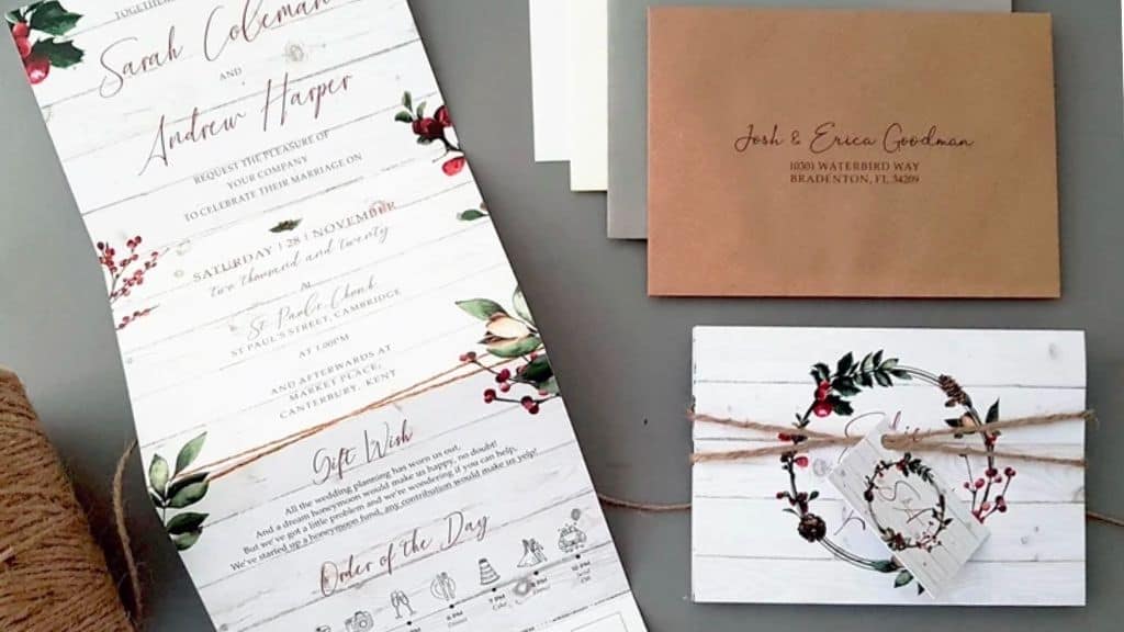 Winter Christmas Wedding Invitation Set