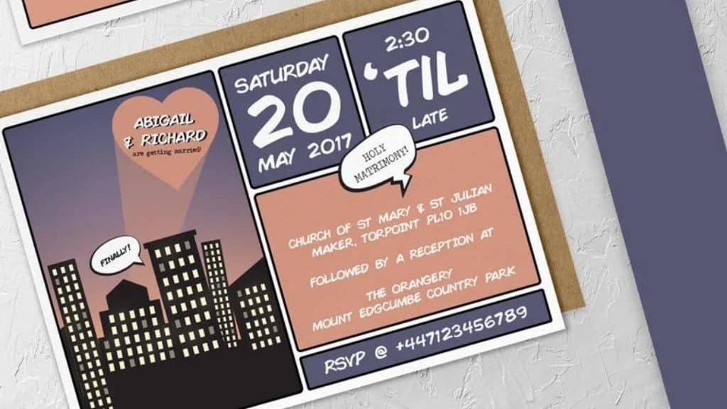 Comic Book Strip Superhero Wedding Invitation