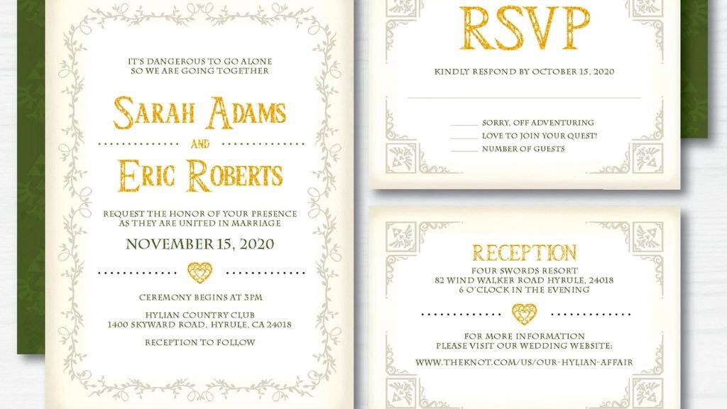Zelda TriForce Wedding Invitation Set