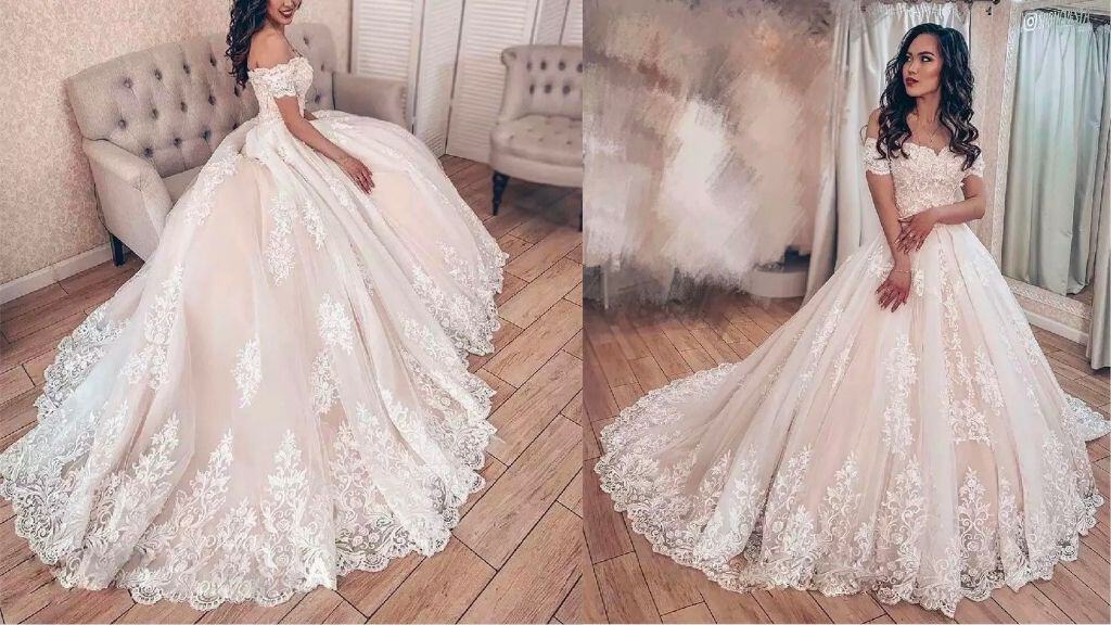 A-Line Wedding Gown with Lace-up or Zipper
