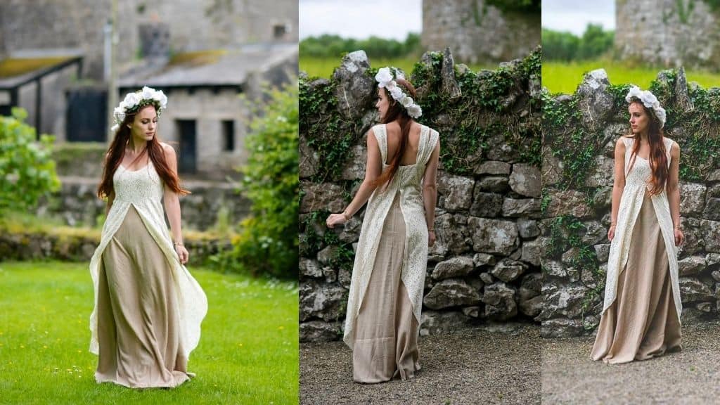 Celtic Wedding Dress with Natural Fabric