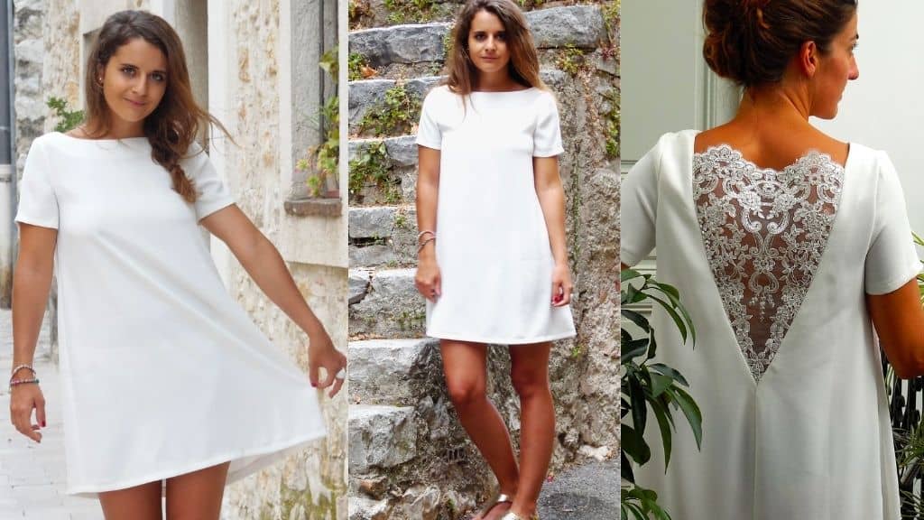 Short Crepe Bridal Dress for Courthouse Weddings