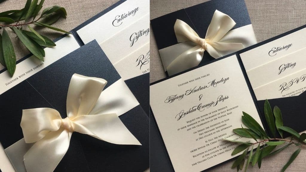 Black and White Pocketfold Wedding Invitation