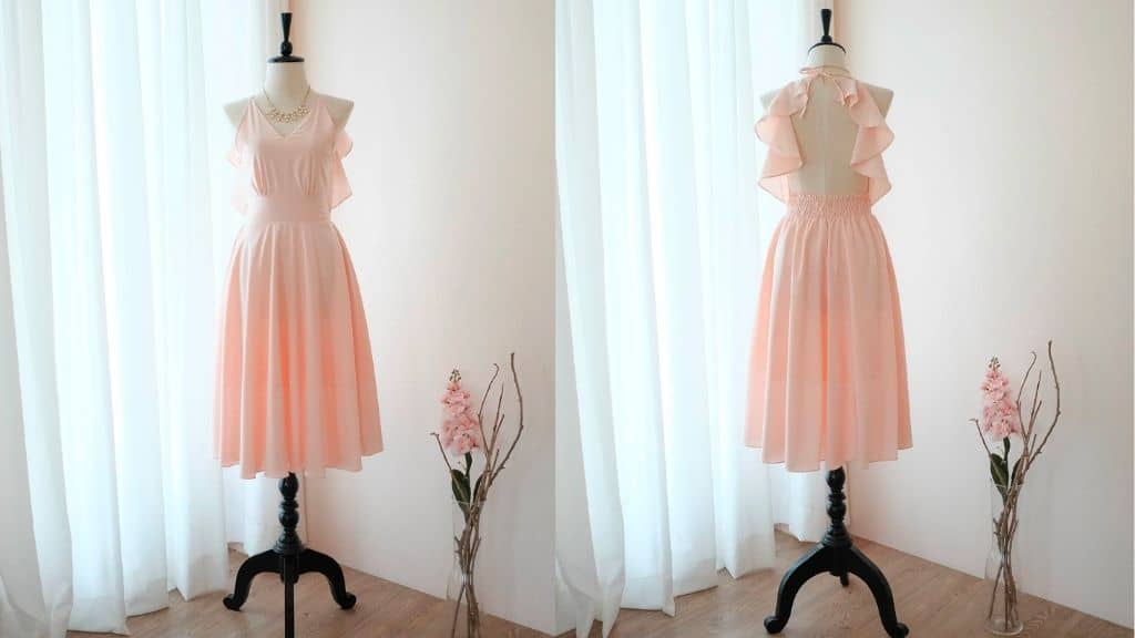 Blush Pink Cocktail Dress with Statement Back