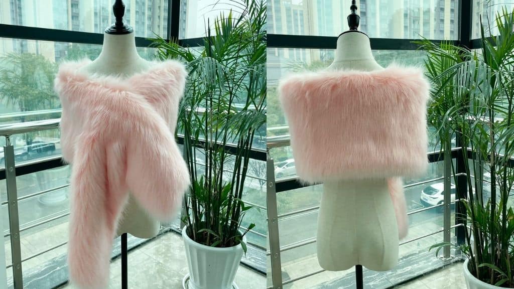 Blush Pink Faux Fur Bridal Shawl