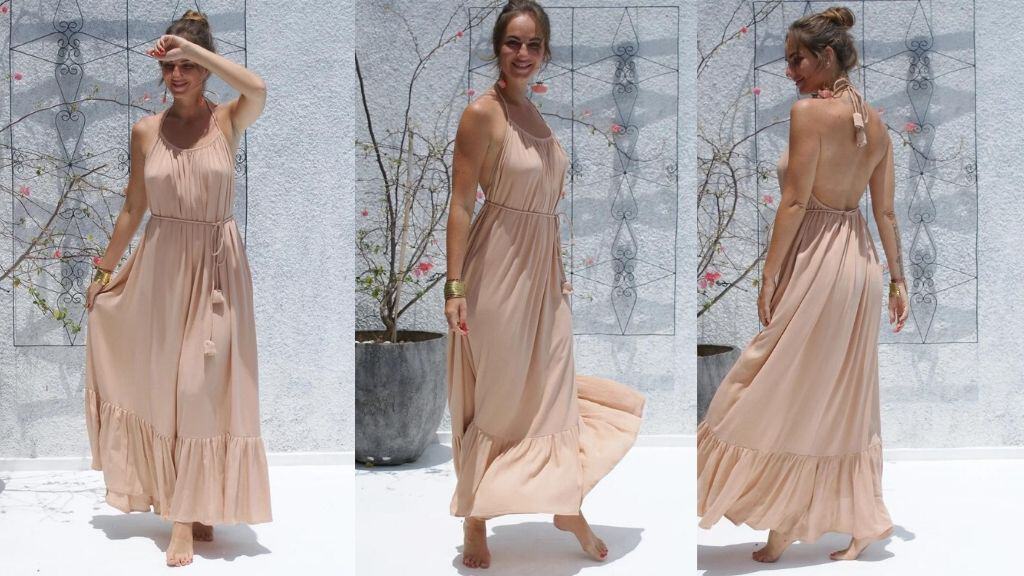 Bohemian Maxi Dress with Adjustable Back