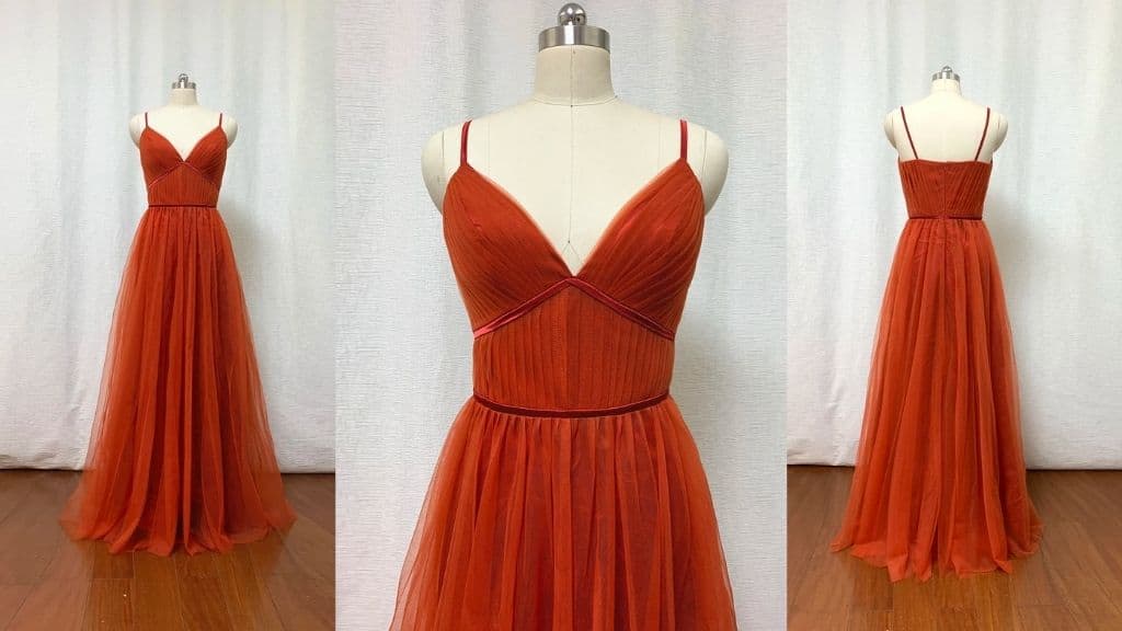 Burnt Orange Tulle Bridesmaid Dress