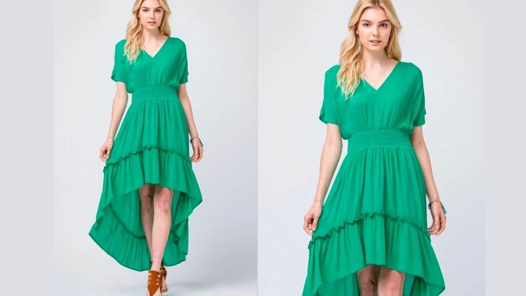 Emerald Green Chiffon Midi Dress