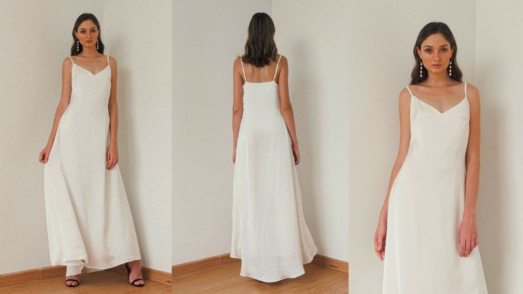 Eugenie Slip Cream White Satin Wedding Dress