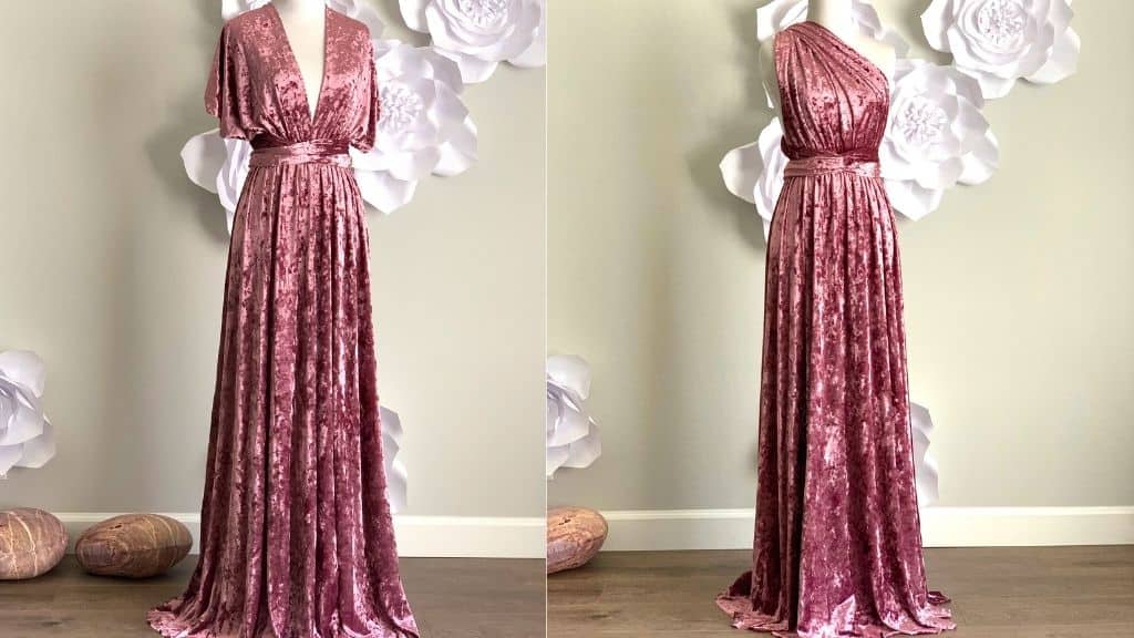 Crushed Velvet Floor-Length Dress