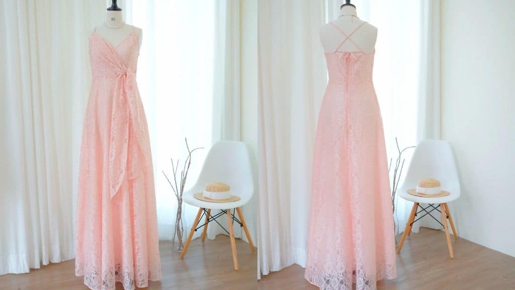 Pink Blush Lace Bridesmaid Dress