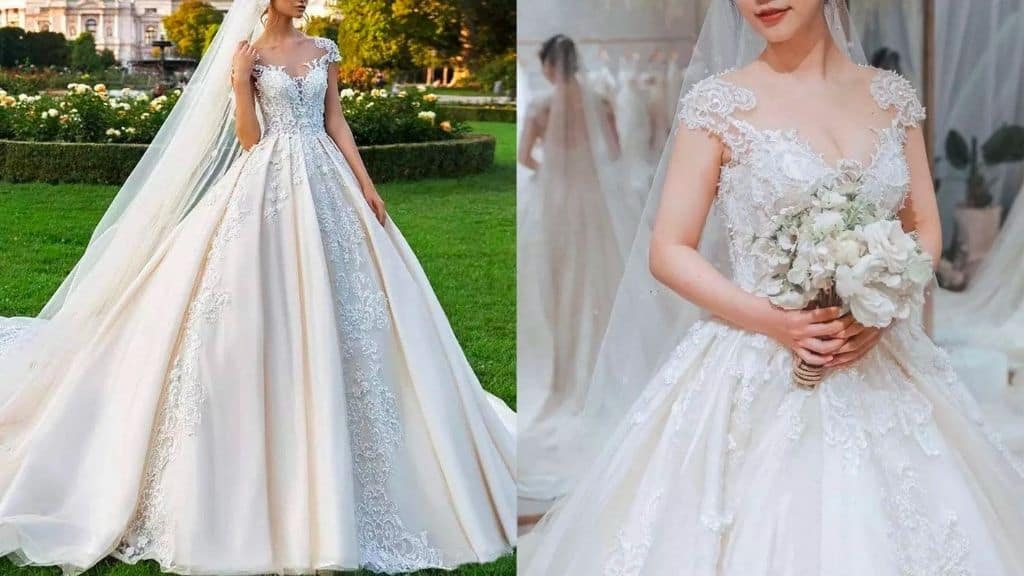 A-Line Lace Applique Bride Dress