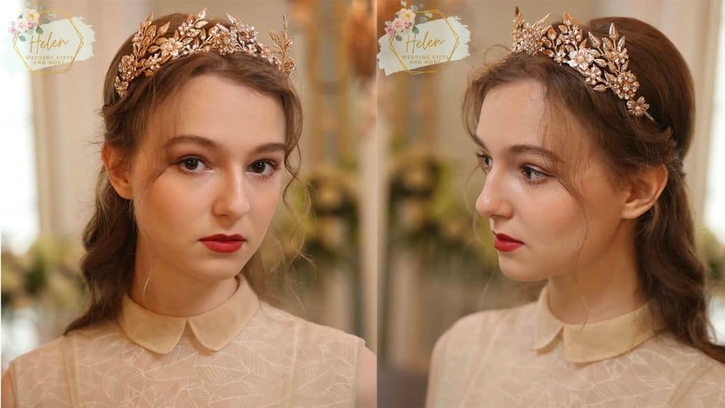 Gold Leaf Tiara Wedding Hair Crown