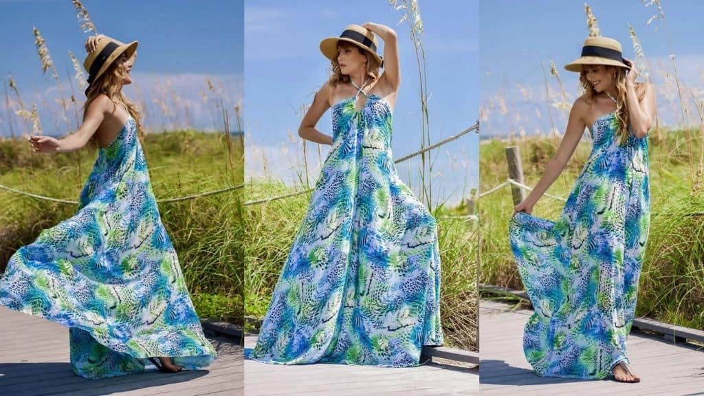 Halter Neck Sleeveless Maxi Chiffon Dress