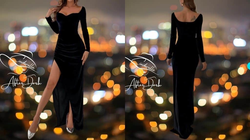 Black Orchid Velvet Split Thigh Dress