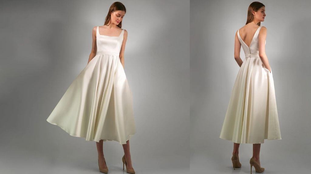 Modern Midi Satin Wedding Dress