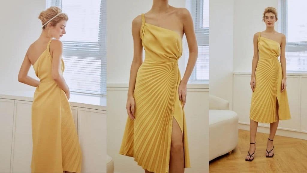 Thick Strap One Shoulder Silk Dress