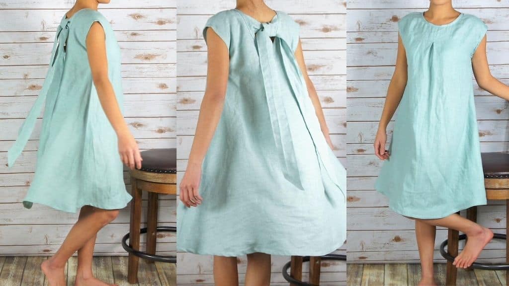 Pure Linen Meadow Blue Beach Wedding Dress