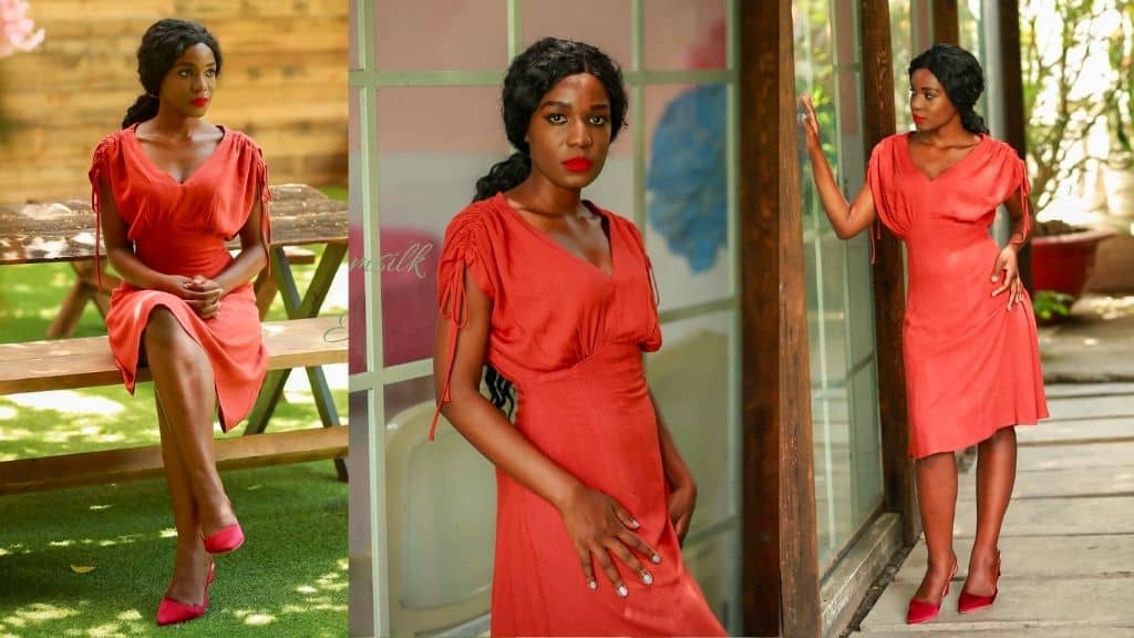 Emsilk Rust Orange Linen Dress