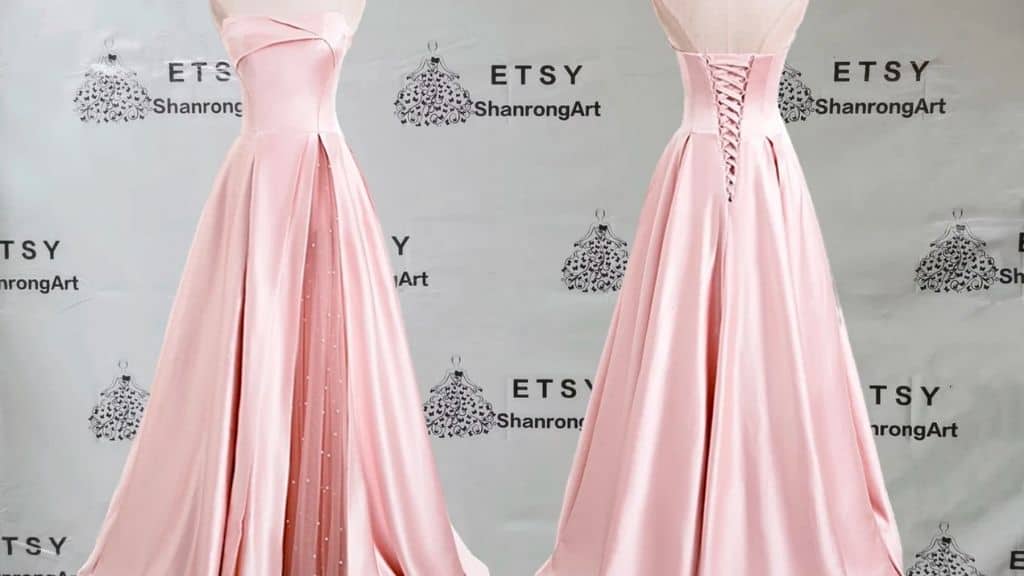 Elegant Satin Pearl Tulle Evening Dress