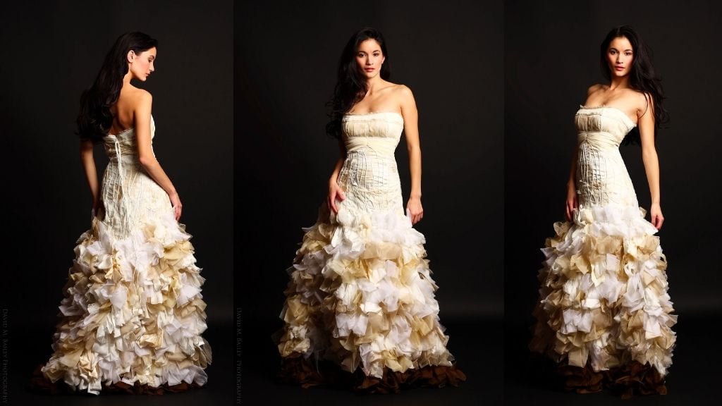 100% Silk Wedding Dress with Lace-Up Back