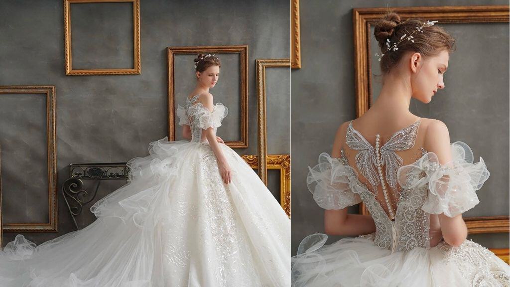 White Fairy A-line Tulle Bridal Dress