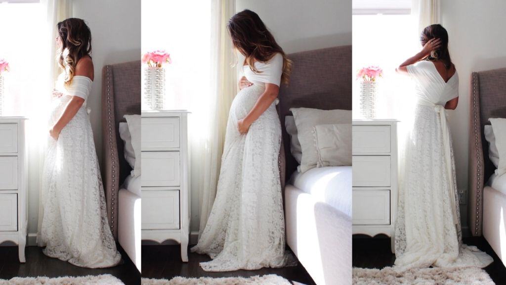Maternity Wedding Dress with Lace Bodice
