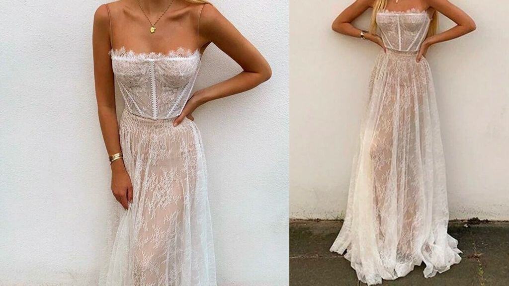White Off-the-Shoulder Mini Wedding Dress