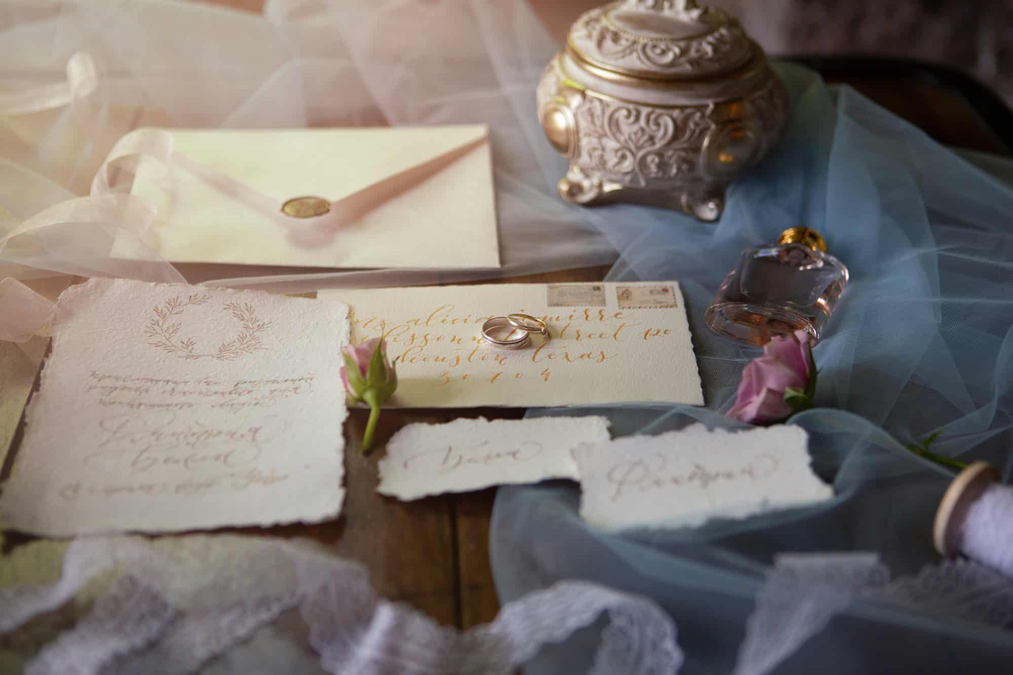 White and Gold Wedding Invitations