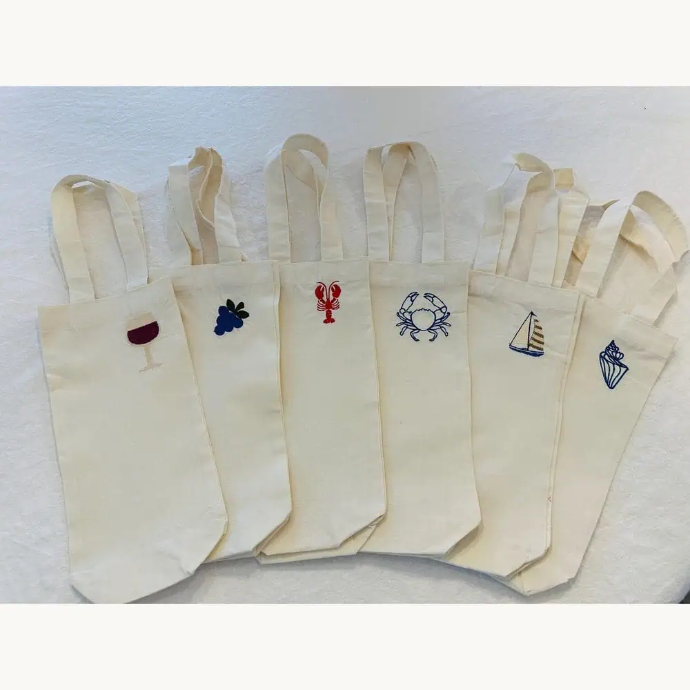 Embroidered Single-Bottle Wine Bag
