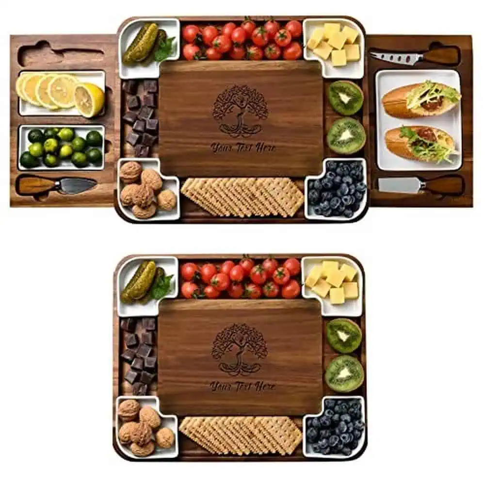 Engraved Acacia Charcuterie Board Set