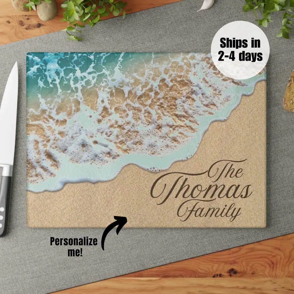 Personalized Ocean-Wave Glass Serving Board