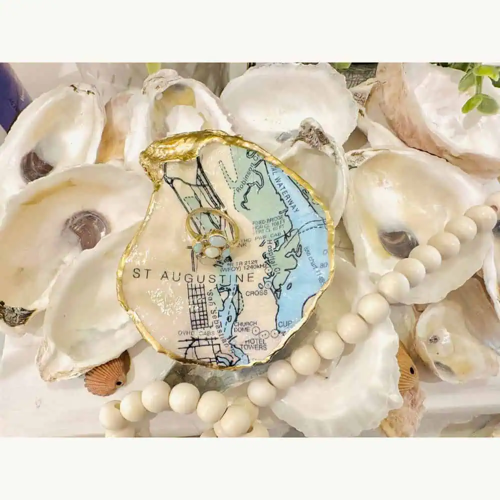 St. Augustine Map Oyster Ring Dish