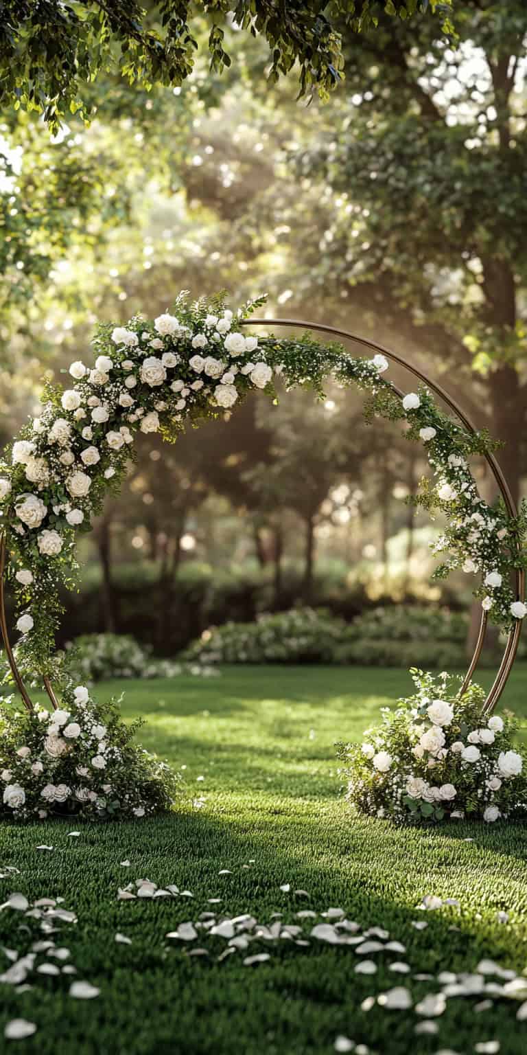 jakecain7 Create an image of a circular metal wedding arch ad 4d60dbbd 65e3 4b47 961a 7b6fed956988 1