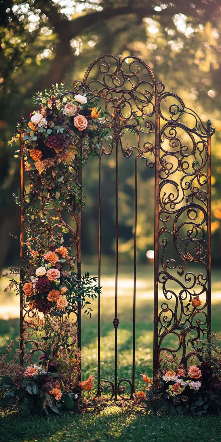 jakecain7 Generate an image of a wrought iron backdrop screen 468b9d2f 33be 49e6 b295 c4c3dc8b712a 0