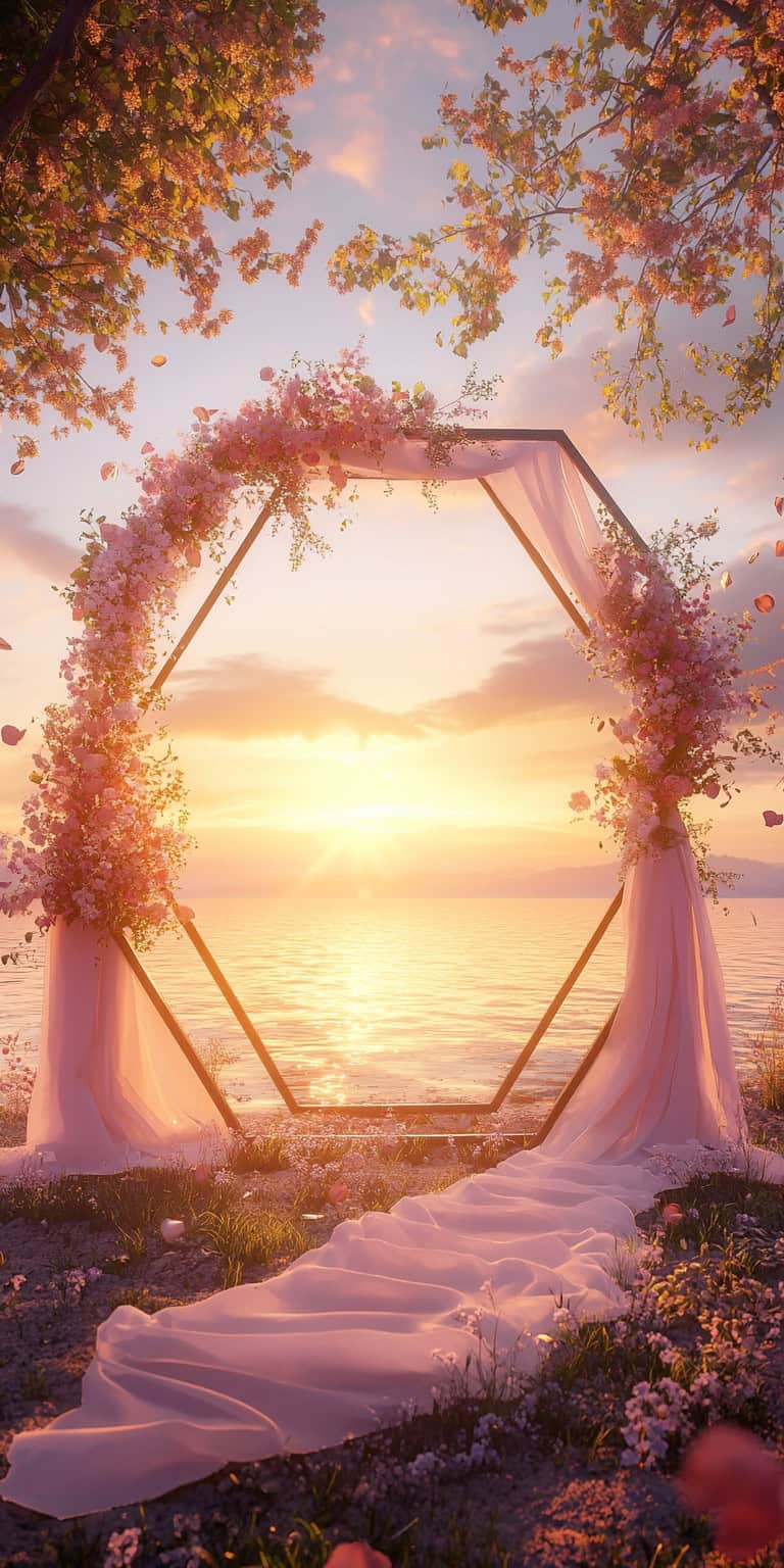 jakecain7 Produce an image of a hexagon shaped wedding arch d 14eff1ca 09a9 4043 8c99 04c47cbf0905 0