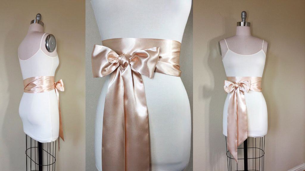 Champagne Satin Wide Sash Belt