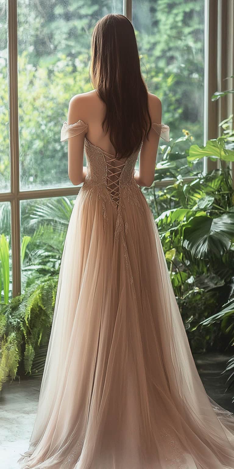 Beautiful Bridal Gown With Champagne Sequins