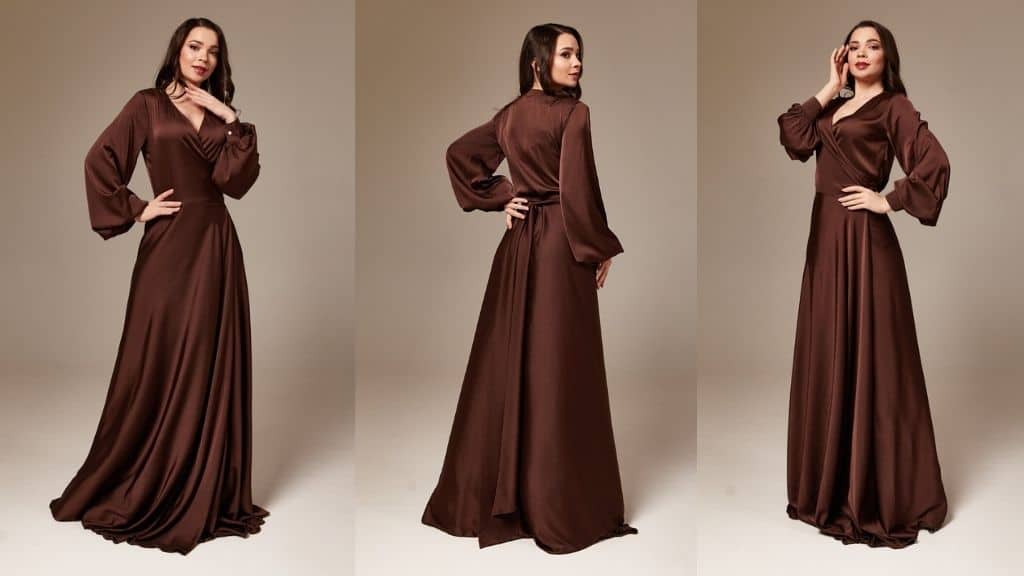 Chocolate Silk Flared Maxi Dress