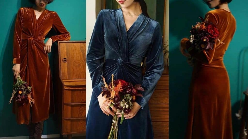Dark Blue Velvet Maxi Dress for Bridesmaids