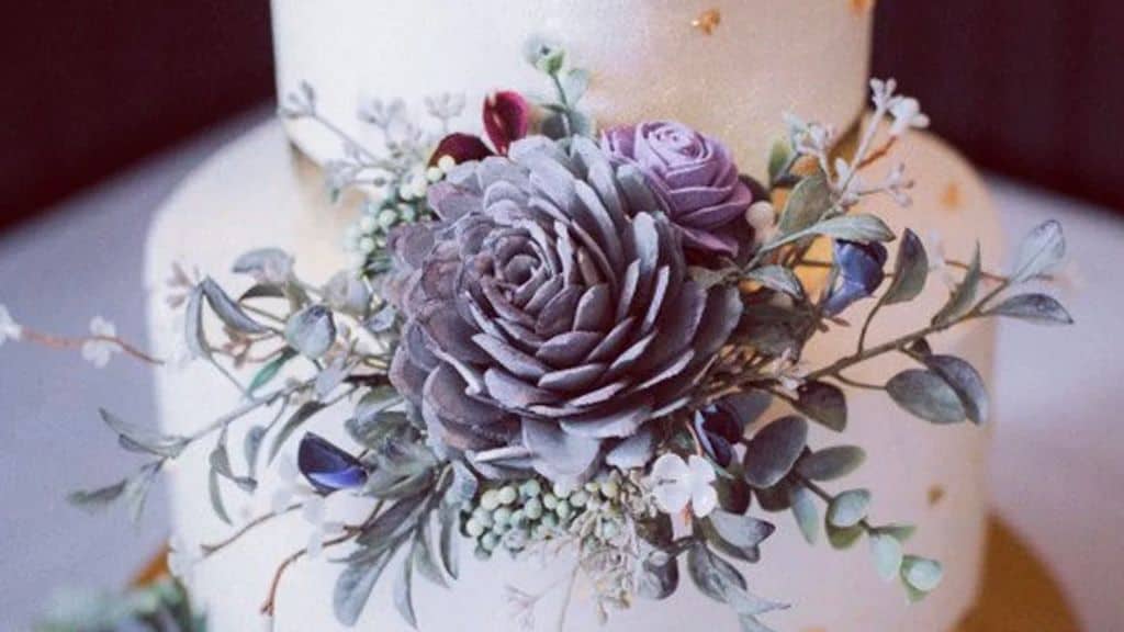 Wisteria Blue Succulent Wedding Cake Flowers