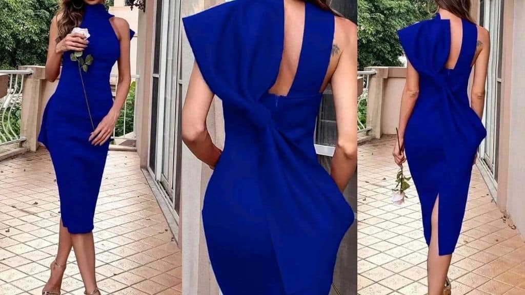 Elegant Big Bow Halterneck Pencil Dress
