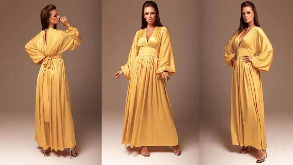 Gold Silk Maxi Bridesmaid Dress