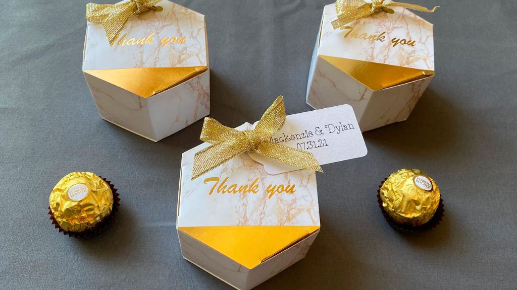 Elegant Gold Marble Wedding Favor Box