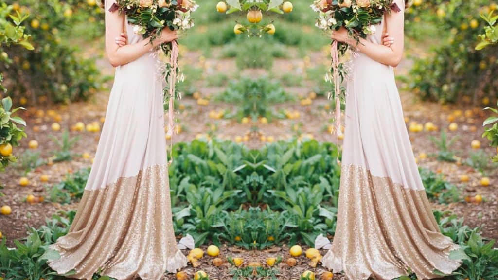Gorgeous Cascading Champagne Wedding Dress