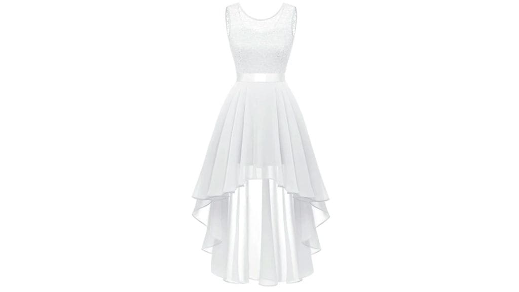 Hi-Lo White Chiffon Bridesmaids Dress