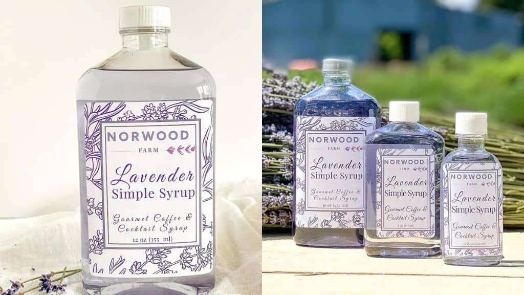 Lavender and Coffee Syrup in Glass Bottles